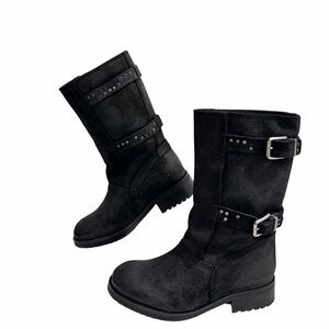 Diesel Black Black Moto Combat Boots with Buckle Detail Size 6 NWT